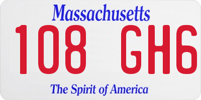 MA license plate 108GH6