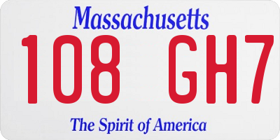 MA license plate 108GH7