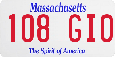 MA license plate 108GI0