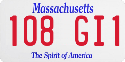 MA license plate 108GI1