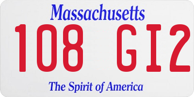 MA license plate 108GI2