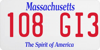 MA license plate 108GI3