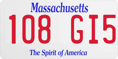 MA license plate 108GI5