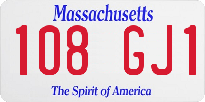 MA license plate 108GJ1