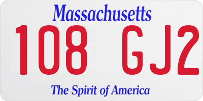 MA license plate 108GJ2