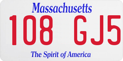 MA license plate 108GJ5