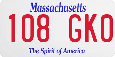 MA license plate 108GK0