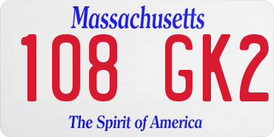 MA license plate 108GK2