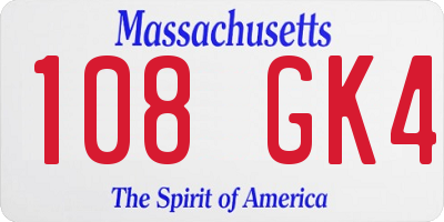 MA license plate 108GK4