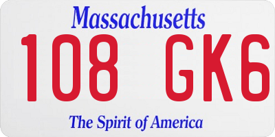 MA license plate 108GK6