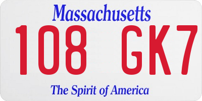MA license plate 108GK7