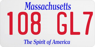MA license plate 108GL7