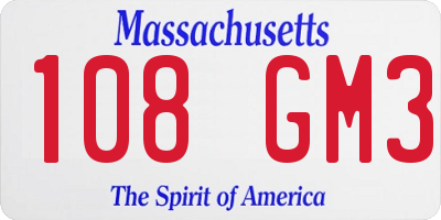 MA license plate 108GM3