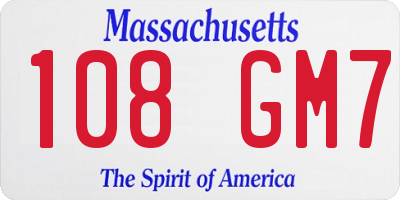 MA license plate 108GM7