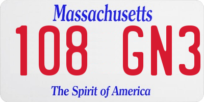 MA license plate 108GN3