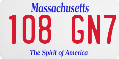 MA license plate 108GN7