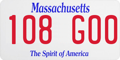 MA license plate 108GO0