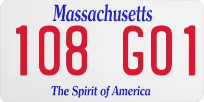MA license plate 108GO1