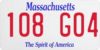 MA license plate 108GO4