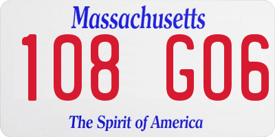 MA license plate 108GO6