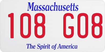 MA license plate 108GO8