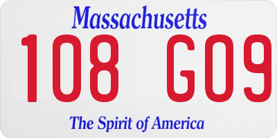 MA license plate 108GO9
