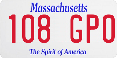 MA license plate 108GP0
