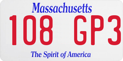 MA license plate 108GP3