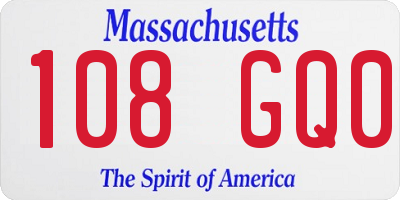 MA license plate 108GQ0