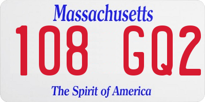 MA license plate 108GQ2