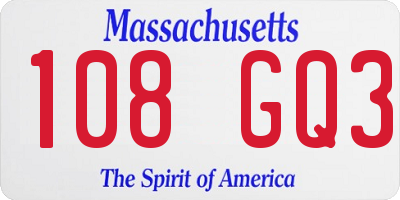 MA license plate 108GQ3