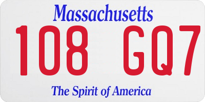 MA license plate 108GQ7