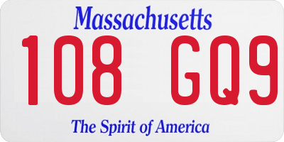 MA license plate 108GQ9