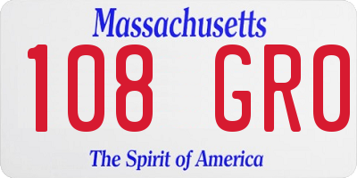 MA license plate 108GR0