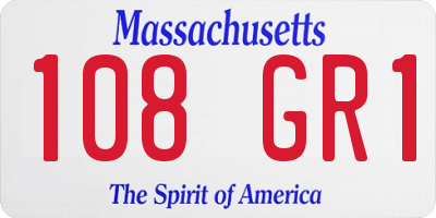 MA license plate 108GR1