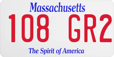 MA license plate 108GR2