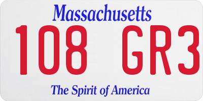 MA license plate 108GR3