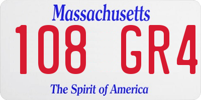 MA license plate 108GR4