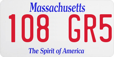MA license plate 108GR5