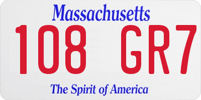 MA license plate 108GR7