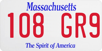 MA license plate 108GR9