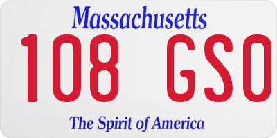 MA license plate 108GS0