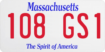 MA license plate 108GS1