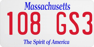 MA license plate 108GS3