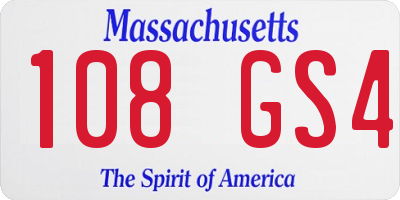 MA license plate 108GS4