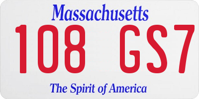 MA license plate 108GS7