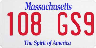 MA license plate 108GS9