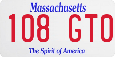 MA license plate 108GT0