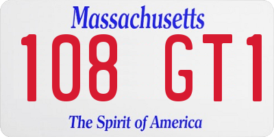 MA license plate 108GT1