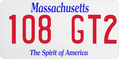 MA license plate 108GT2